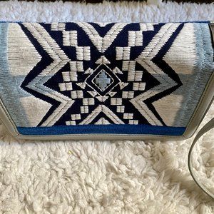 Blue Embroidered Sam Edelman Zuri Crossbody Bag